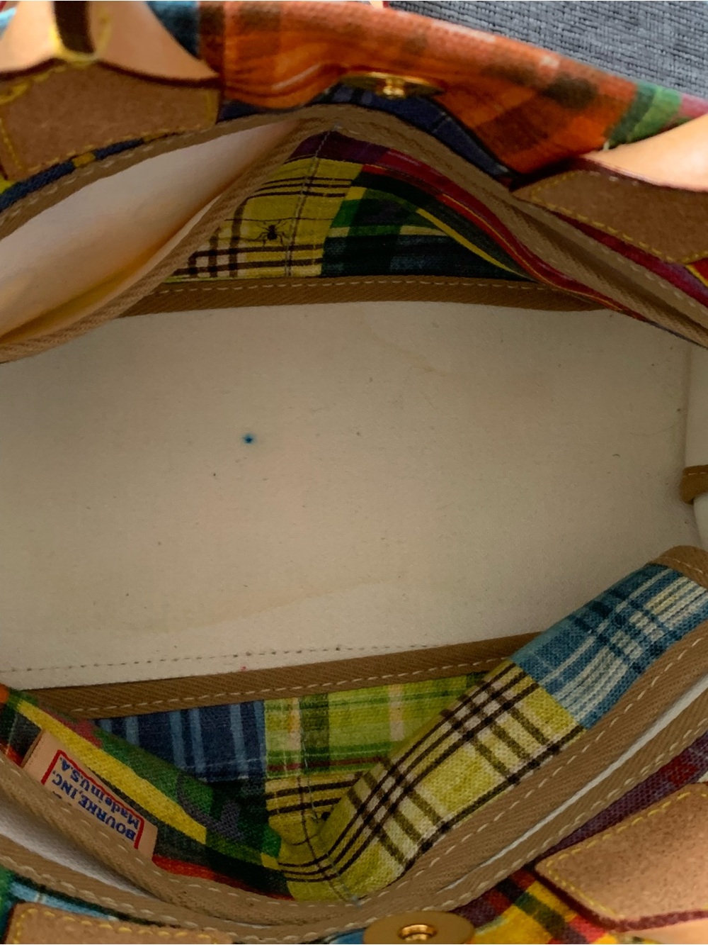Madras picnic print satchel - Picture 10 of 15